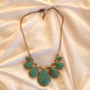 Gold and turquoise statement necklace
